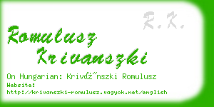 romulusz krivanszki business card